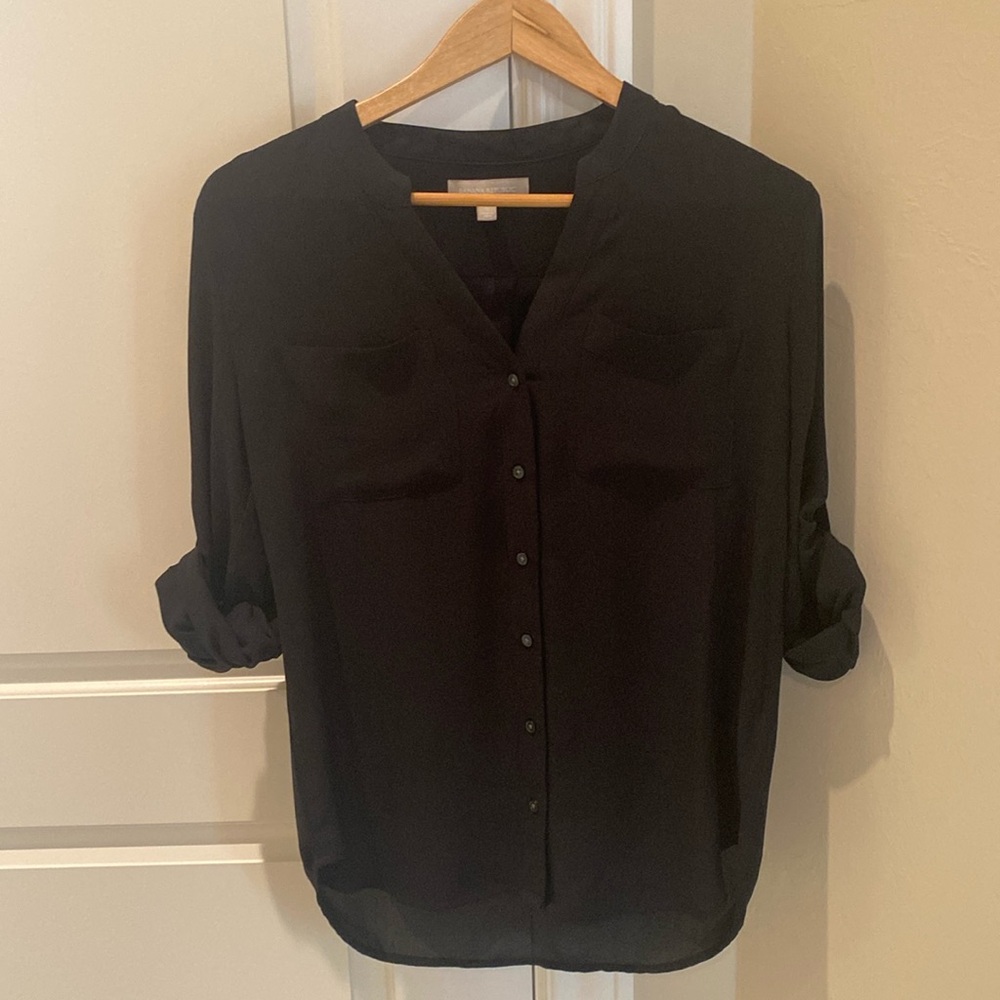 Banana republic black, long sleeve tunic top size small